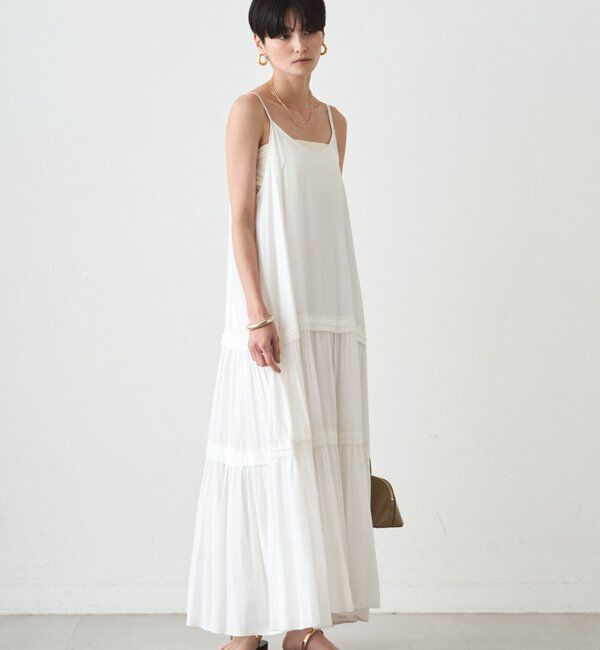  「サテンティアードキャミワンピース」|ワンピース|