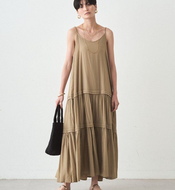  「サテンティアードキャミワンピース」|ワンピース|