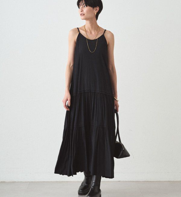  「サテンティアードキャミワンピース」|ワンピース|