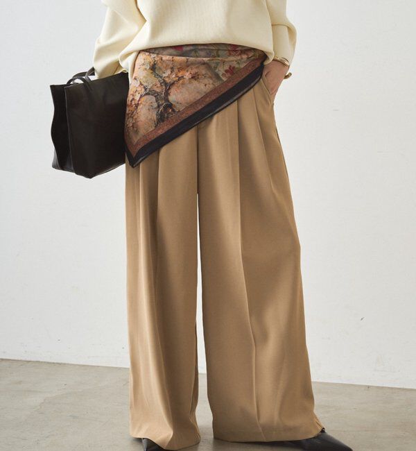  「2タックワイドパンツ」|チノ|ベージュ