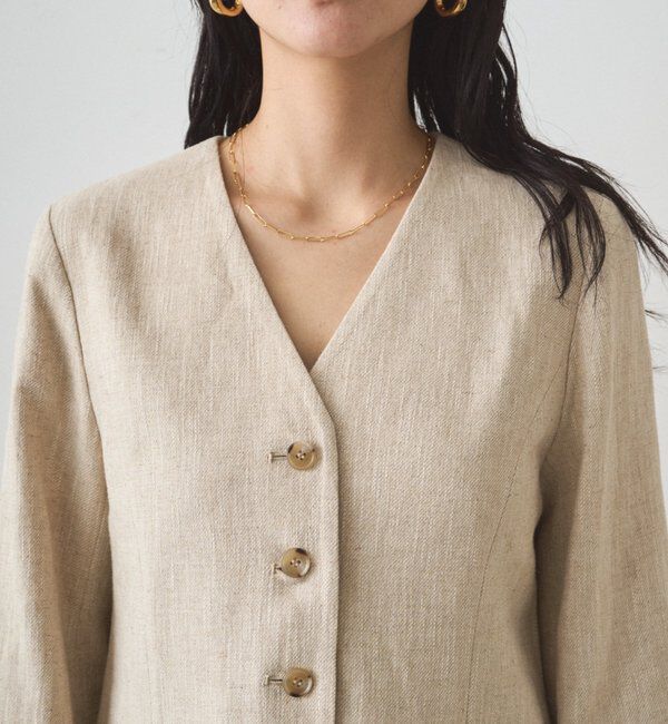  「リネンノーカラージャケット」|ベスト・ジレ|