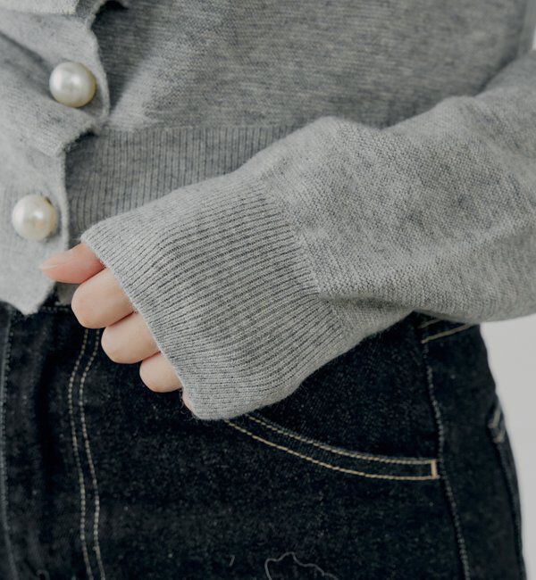  「【SALON by Chico/4色展開】フロントリボンパールフリルトップス」|ニット・セーター|