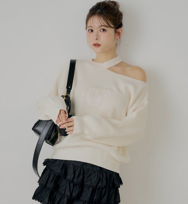  「肩スリットオフショルニット」|ニット・セーター|