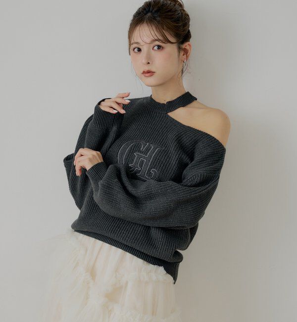  「肩スリットオフショルニット」|ニット・セーター|