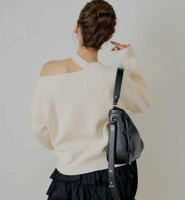  「肩スリットオフショルニット」|ニット・セーター|