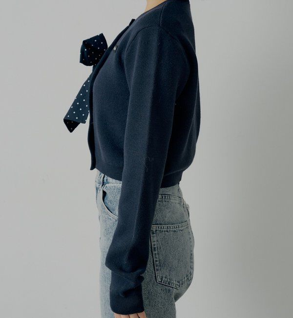  「【セットアップ対応】リボンコンパクトニットカーディガン」|カーディガン|