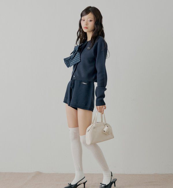  「【セットアップ対応】リボンコンパクトニットカーディガン」|カーディガン|