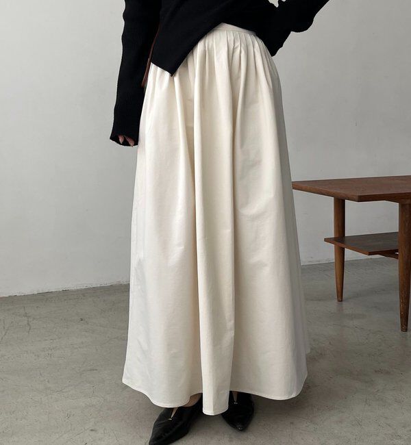  「【低身長サイズあり】タックフレアスカート」|スカート|ホワイト