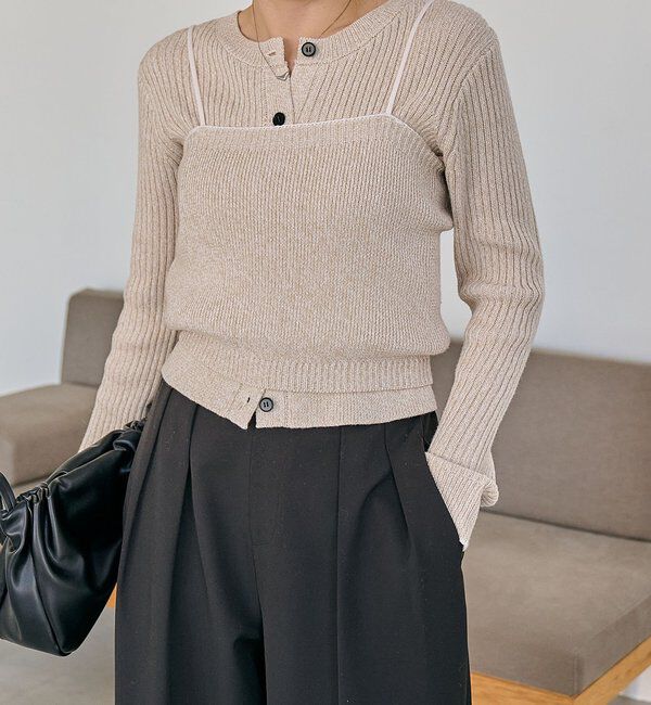  「メランジキャミSETカーディガン」|カーディガン|