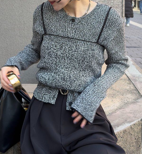  「メランジキャミSETカーディガン」|カーディガン|