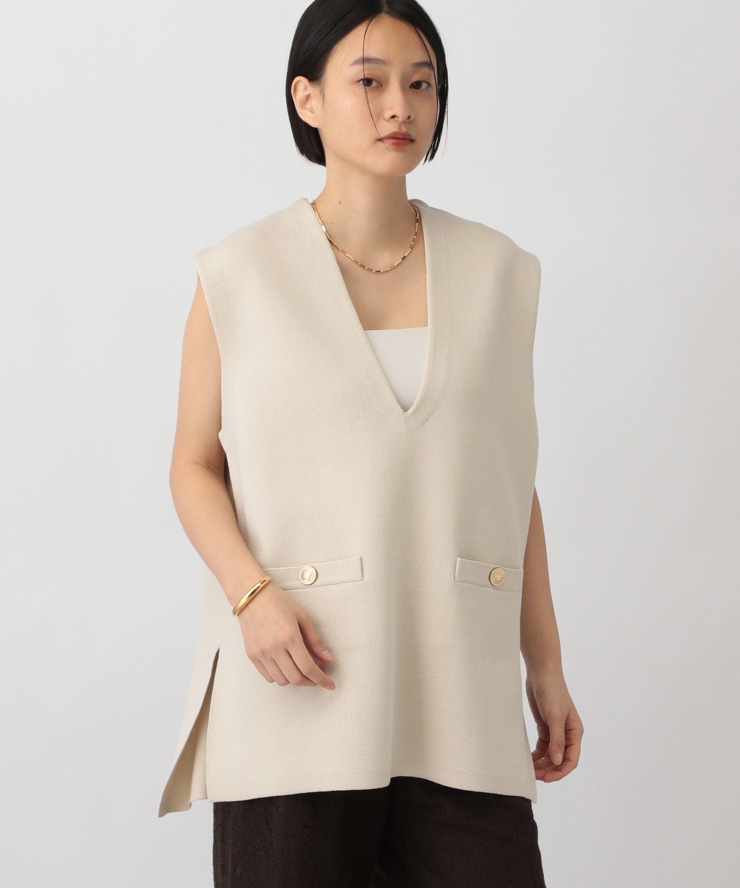 A part by 「スポンディッシュＶベスト」|ニット・セーター|オフホワイト