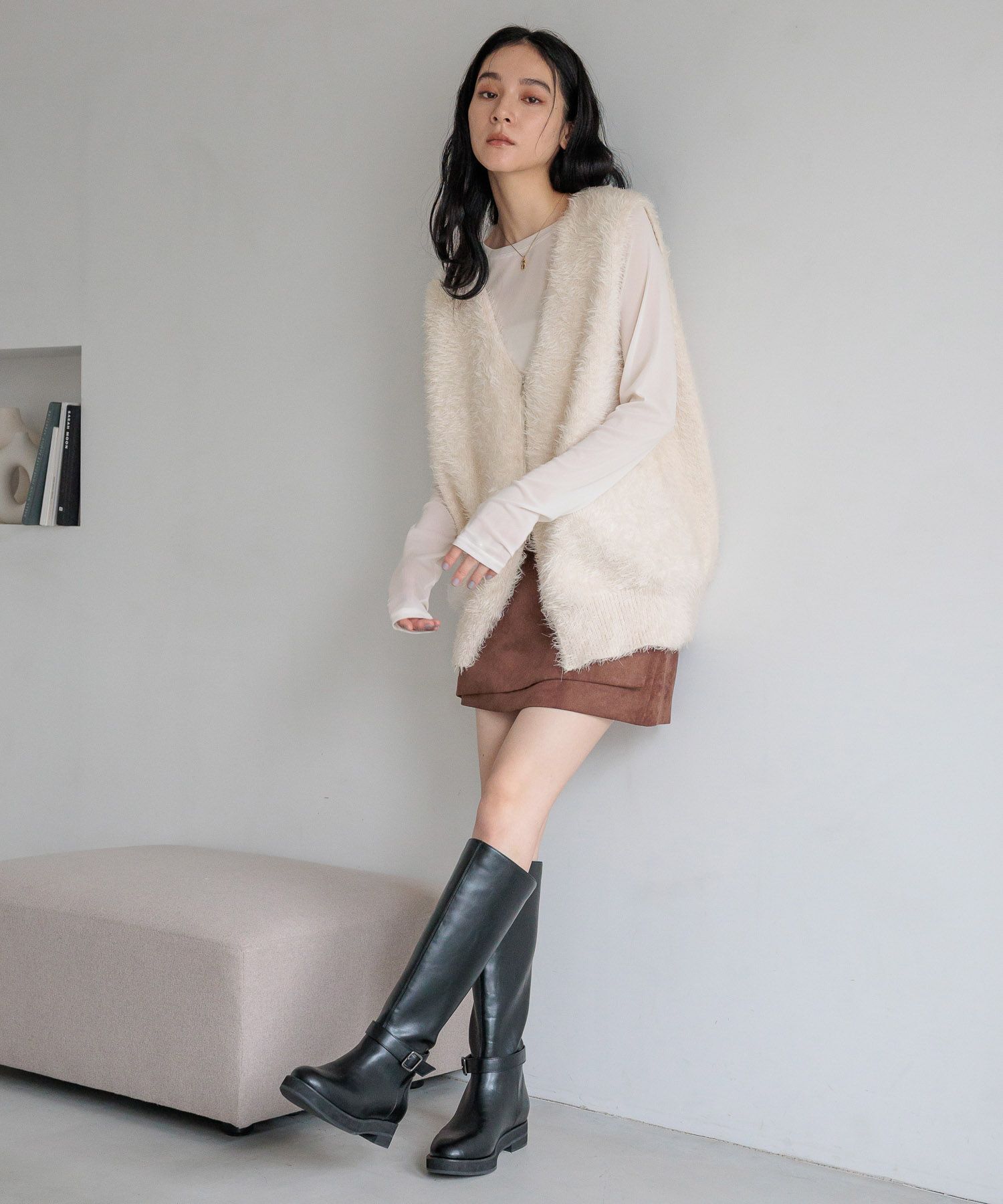 LOWRYS FARM「シャギーＺＩＰベスト」|ニット・セーター|