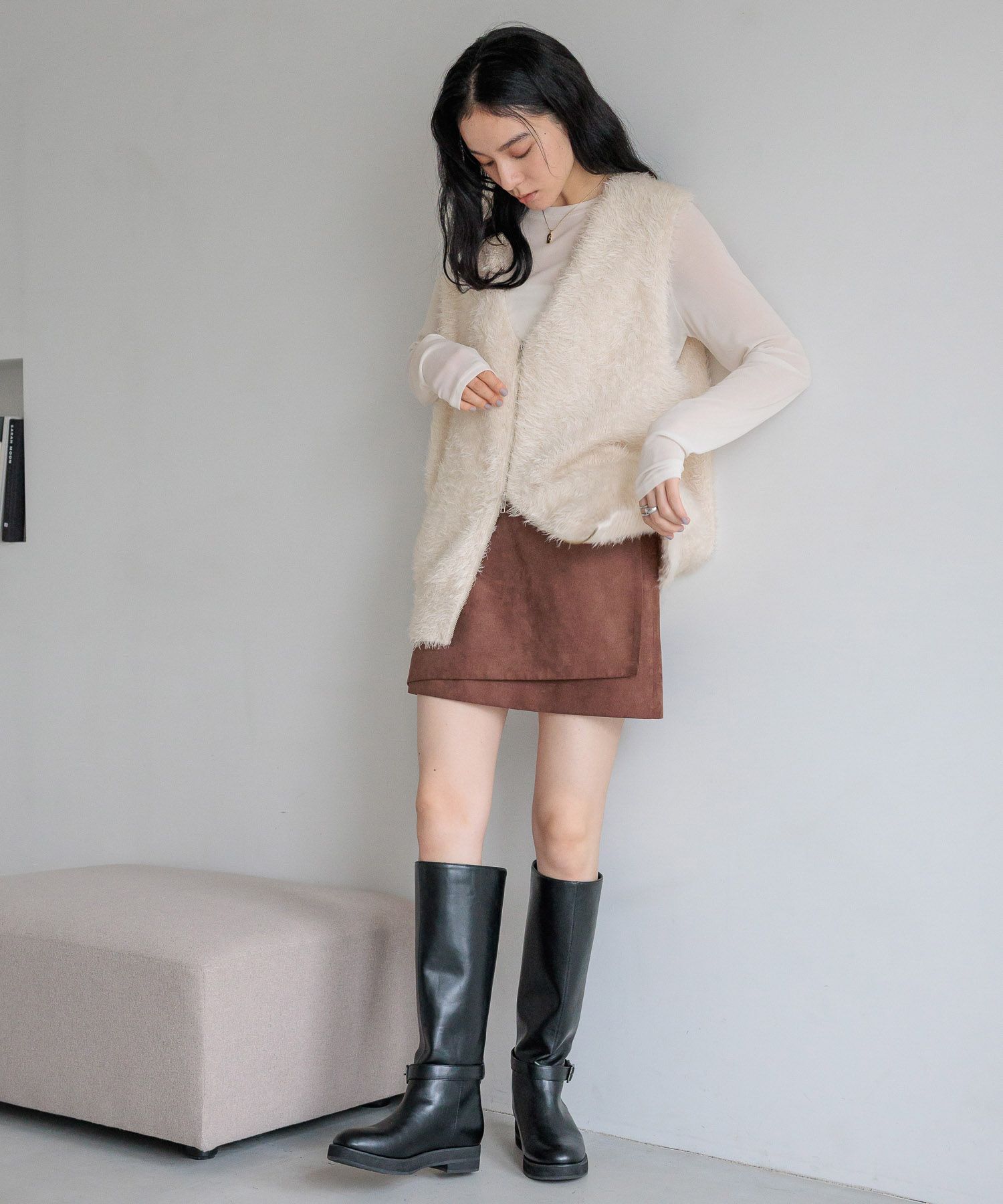 LOWRYS FARM「シャギーＺＩＰベスト」|ニット・セーター|