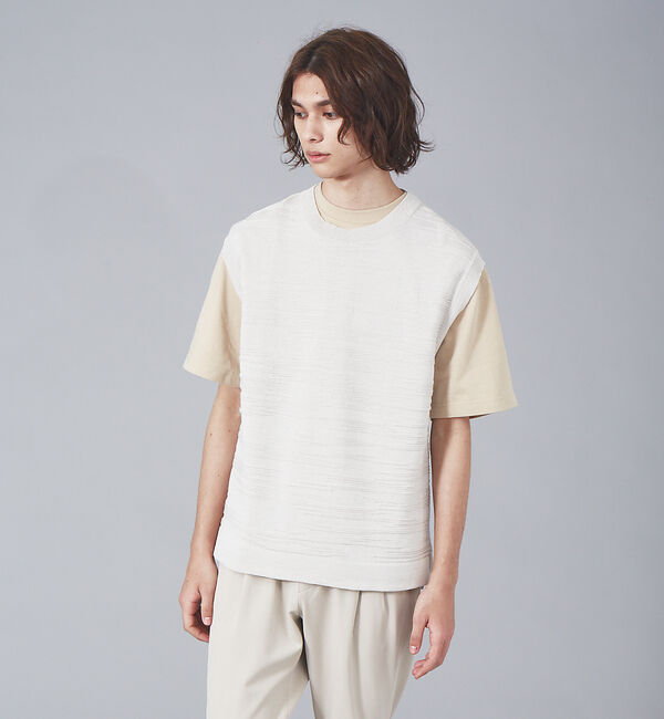 ABAHOUSE「pe/vis　ノイズ柄ベスト」|ベスト・ジレ|ベージュ