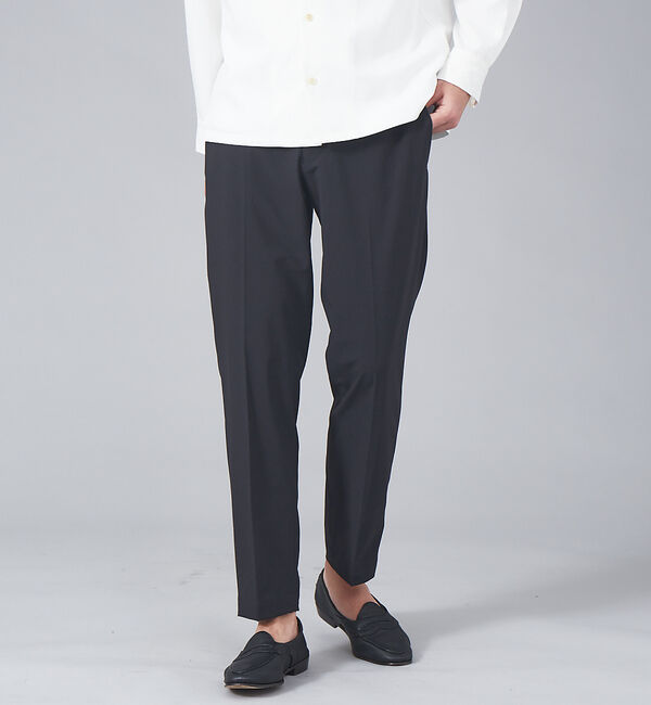 ABAHOUSE「TERAX COOL ストレッチ テーパード イージーパンツ」|スラックス|ブラック