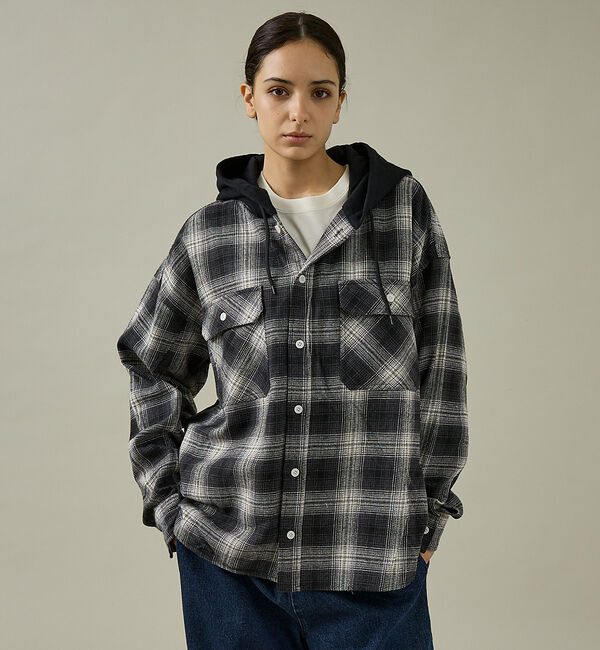 ABAHOUSE「【UNIVERSAL OVERALL / ユニバーサル オーバーオール】HOOD」|シャツ・ブラウス|ブラック系その他1