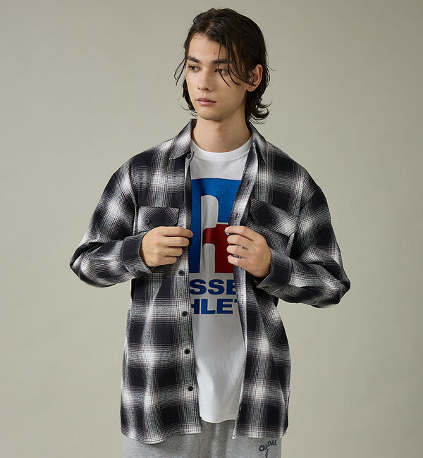 ABAHOUSE「【Dickies / ディッキーズ】オーバーサイズ ネルオンブレチェック ワーク」|シャツ・ブラウス|