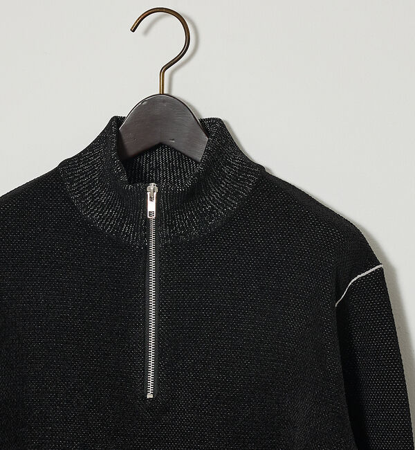 ABAHOUSE「ダブルフェイス モールカノコ ハーフジップニット」|ニット・セーター|ブラック