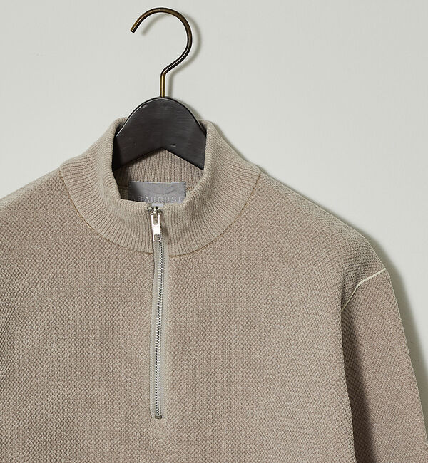 ABAHOUSE「ダブルフェイス モールカノコ ハーフジップニット」|ニット・セーター|ライトベージュ