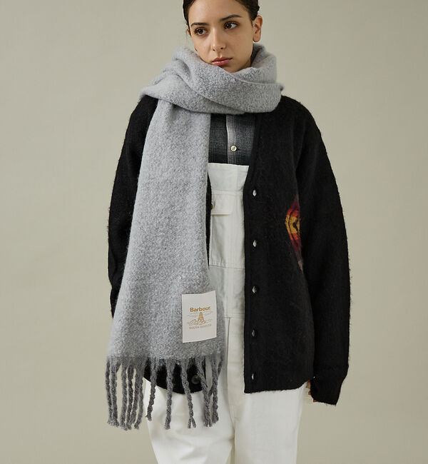 ABAHOUSE「【Barbour / バブアー】SCARF / 大判ロングマフラー/ユニセックス」|マフラー|ライトグレー