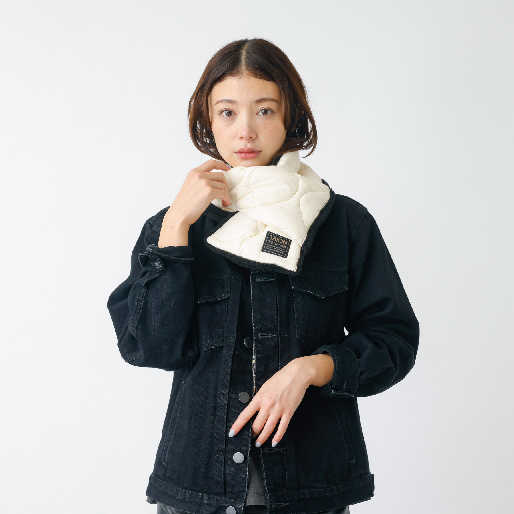 Rouge vif「【TAION / タイオン】ミリタリーリバーシブル ダウンマフラー ソフトシェル」|マフラー|