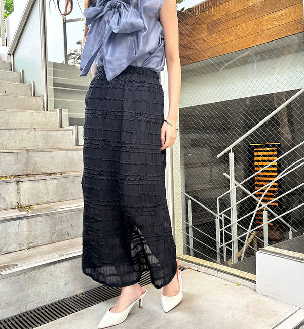 Rouge vif「【一部店舗限定】シャーリングタイトスカート」|スカート|ブラック