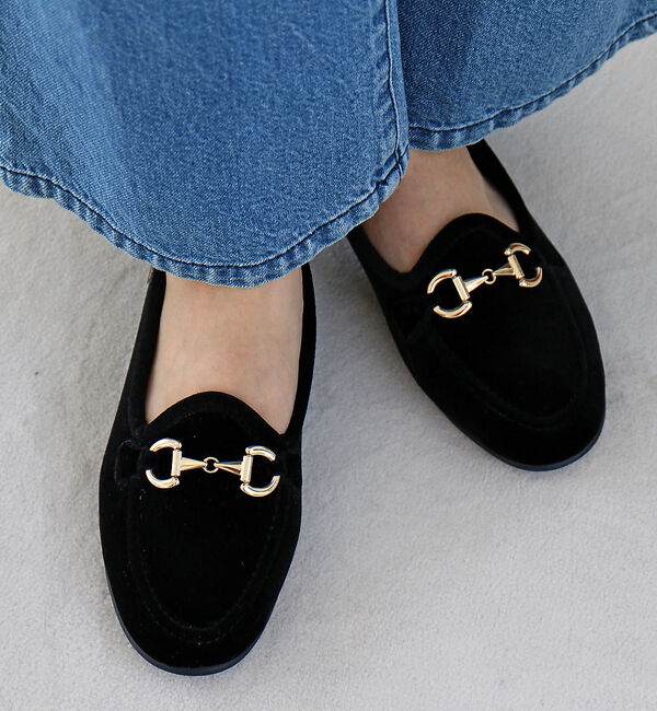 Rouge vif「【ALBEROLA / アルベローラ】ベロア ビットローファー / フラットシュ」|ローファー|