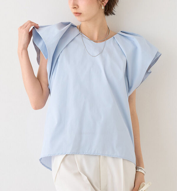 Rouge vif「【一部店舗限定】Vネックボリュームスリーブブラウス」|シャツ・ブラウス|サックスブルー