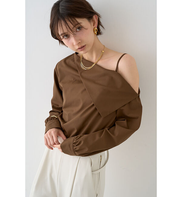 Rouge vif「【新色登場】【一部店舗限定】アシメオフショルブラウス」|シャツ・ブラウス|
