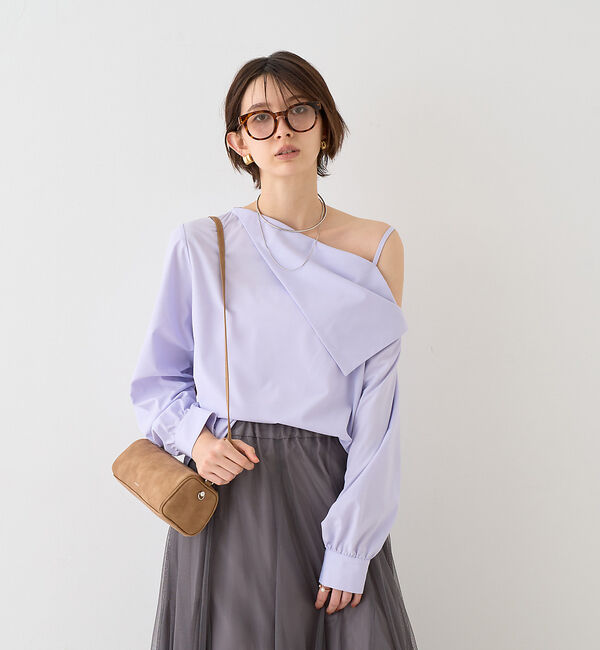 Rouge vif「【新色登場】【一部店舗限定】アシメオフショルブラウス」|シャツ・ブラウス|