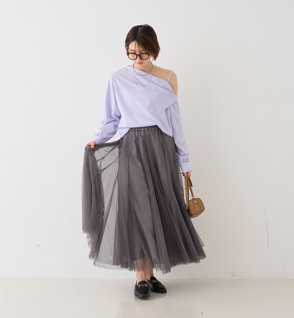 Rouge vif「【新色登場】【一部店舗限定】アシメオフショルブラウス」|シャツ・ブラウス|