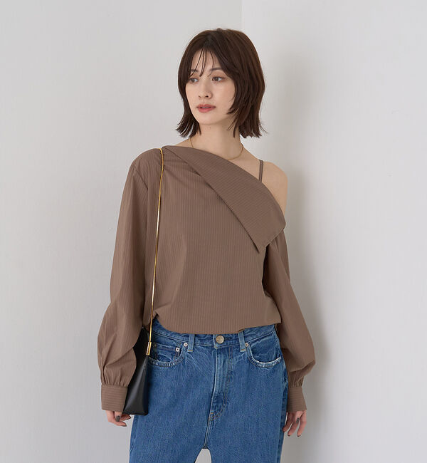 Rouge vif「【新色登場】【一部店舗限定】アシメオフショルブラウス」|シャツ・ブラウス|