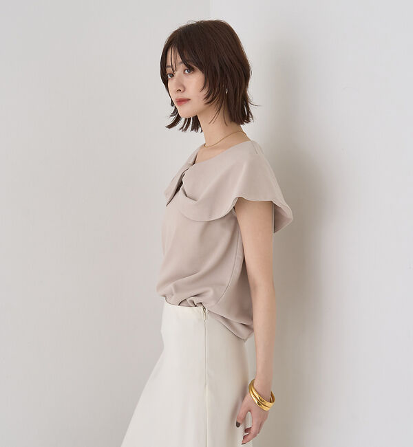 Rouge vif「【一部店舗限定】【洗濯機OK】フロントツイストカットソーブラウス」|Tシャツ・カットソー|