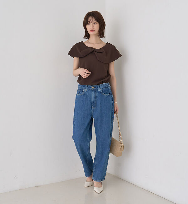 Rouge vif「【一部店舗限定】【洗濯機OK】フロントツイストカットソーブラウス」|Tシャツ・カットソー|