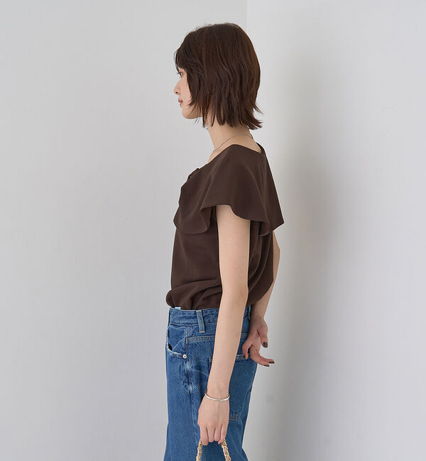 Rouge vif「【一部店舗限定】【洗濯機OK】フロントツイストカットソーブラウス」|Tシャツ・カットソー|