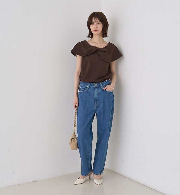 Rouge vif「【一部店舗限定】【洗濯機OK】フロントツイストカットソーブラウス」|Tシャツ・カットソー|