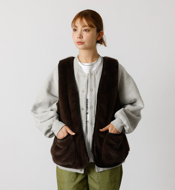 Rouge vif「【Le Melange/ル・メランジュ】エコファーベスト/#8553701/ベス」|ベスト・ジレ|