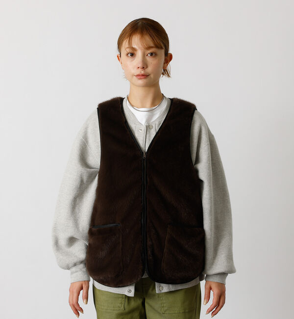 Rouge vif「【Le Melange/ル・メランジュ】エコファーベスト/#8553701/ベス」|ベスト・ジレ|