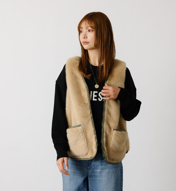 Rouge vif「【Le Melange/ル・メランジュ】エコファーベスト/#8553701/ベス」|ベスト・ジレ|