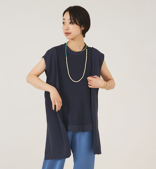 qualite「《セットアップ対応》レーヨンストレッチ2WAYニットジレ」|ベスト・ジレ|ブルーグレー