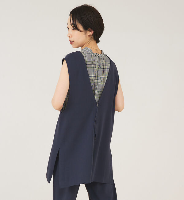 qualite「《セットアップ対応》レーヨンストレッチ2WAYニットジレ」|ベスト・ジレ|