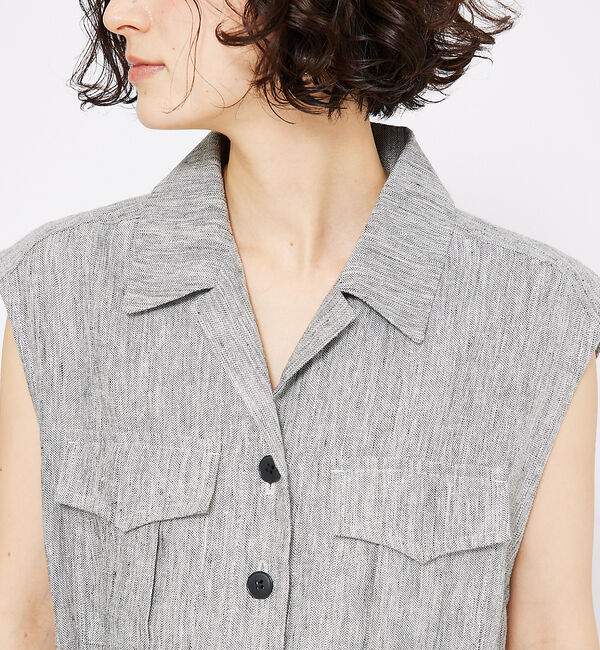 qualite「ラメスラブリネンサファリジレ」|ベスト・ジレ|