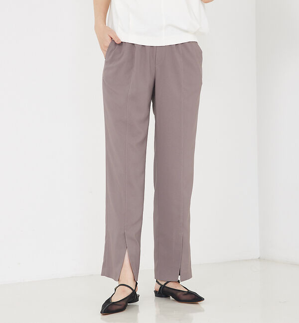 qualite「バックサテンジョーゼットベンツパンツ」|その他|モカ