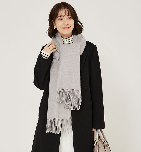abahouse mavie「ふわふわ無地ストール」|マフラー|グレー