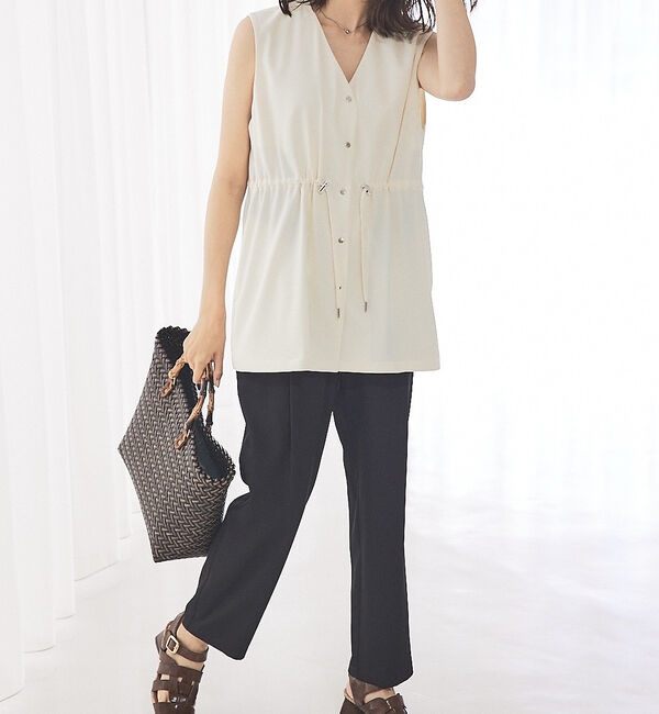 abahouse mavie「【セットアップ対応】クールタッチサテンジレブラウス」|ベスト・ジレ|
