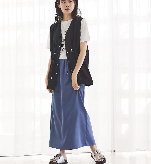 abahouse mavie「【セットアップ対応】クールタッチサテンジレブラウス」|ベスト・ジレ|