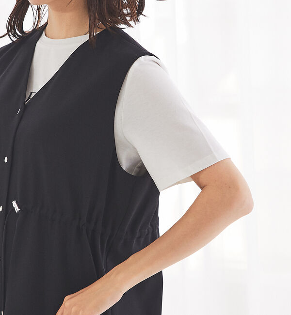 abahouse mavie「【セットアップ対応】クールタッチサテンジレブラウス」|ベスト・ジレ|