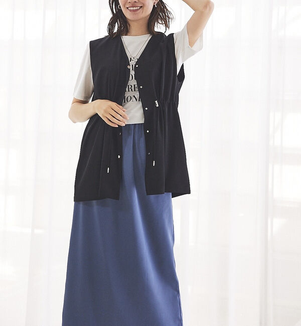abahouse mavie「【セットアップ対応】クールタッチサテンジレブラウス」|ベスト・ジレ|