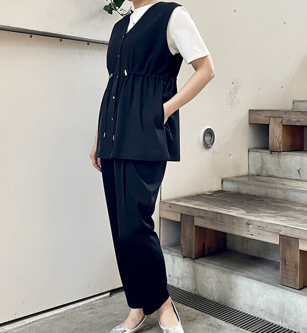 abahouse mavie「【セットアップ対応】クールタッチサテンジレブラウス」|ベスト・ジレ|