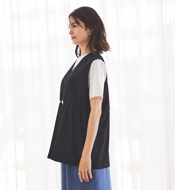 abahouse mavie「【セットアップ対応】クールタッチサテンジレブラウス」|ベスト・ジレ|